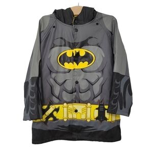 Western‎ Chief Kids Batman Hooded Rain Jacket Coat Size 6 Lined Black Grey DC